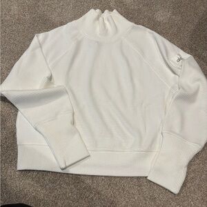 ALO Yoga Women's Ivory Waffle Mock Neck EUC - Size S